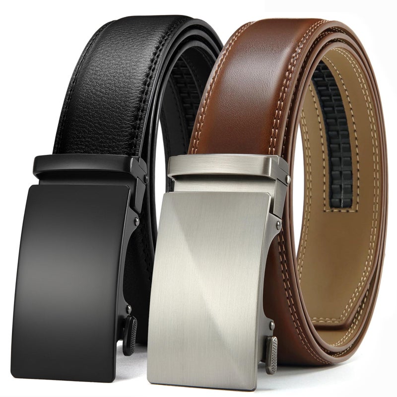 CHAOREN Leather Ratchet Belt Men 2 Pack - Customizable Fit, Effortless Style (35mm) - Image 1